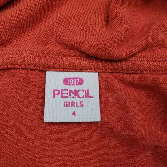 Pencil 1987 Hooded Romper Shorts Girls 4 Orange Half Zip Sleeveless Kids - Picture 5 of 11